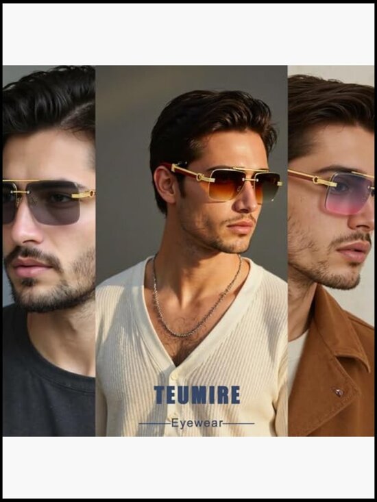 Rimless Rectangle Sunglasses Unisex Frameless Square UV 400 Protection main image 6